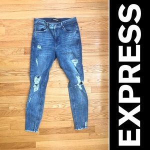 EXPRESS Distressed High Rise Ankle Legging Jeans